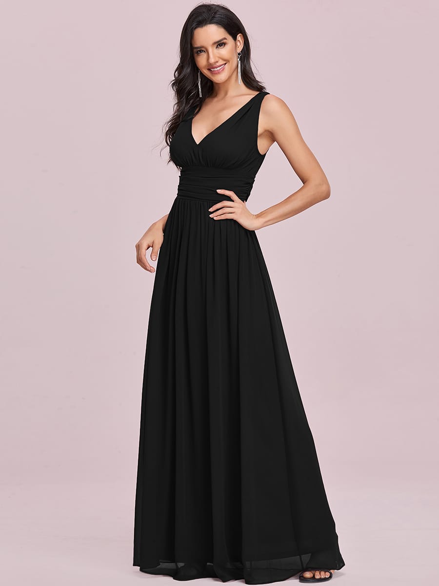 ever HUSH|V Neck Sleeveless Pleated Chiffon Maxi Mother Of The Bride Dresses (Final Sale)