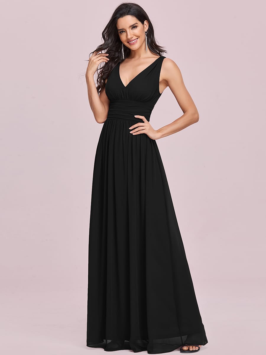ever HUSH|V Neck Sleeveless Pleated Chiffon Maxi Mother Of The Bride Dresses (Final Sale)