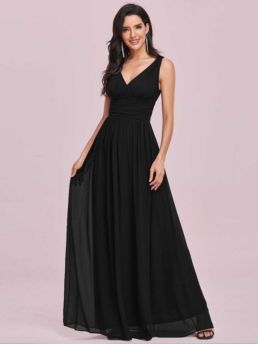 ever HUSH|V Neck Sleeveless Pleated Chiffon Maxi Mother Of The Bride Dresses (Final Sale)