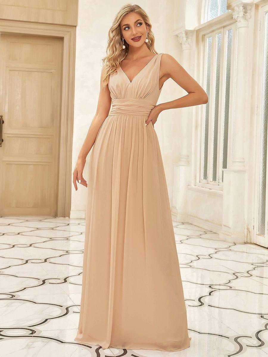 ever HUSH|V Neck Sleeveless Pleated Chiffon Maxi Mother Of The Bride Dresses (Final Sale)