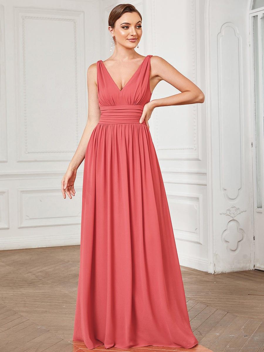 ever HUSH|V Neck Sleeveless Pleated Chiffon Maxi Mother Of The Bride Dresses (Final Sale)