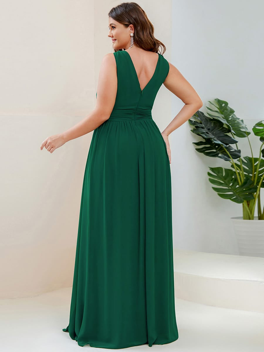 ever HUSH|V Neck Sleeveless Pleated Chiffon Maxi Mother Of The Bride Dresses (Final Sale)
