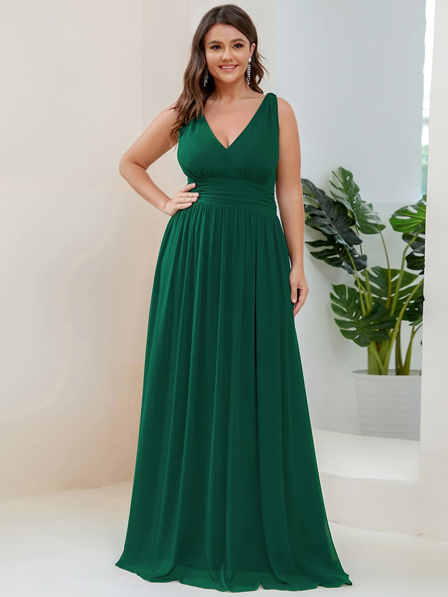 ever HUSH|V Neck Sleeveless Pleated Chiffon Maxi Mother Of The Bride Dresses (Final Sale)