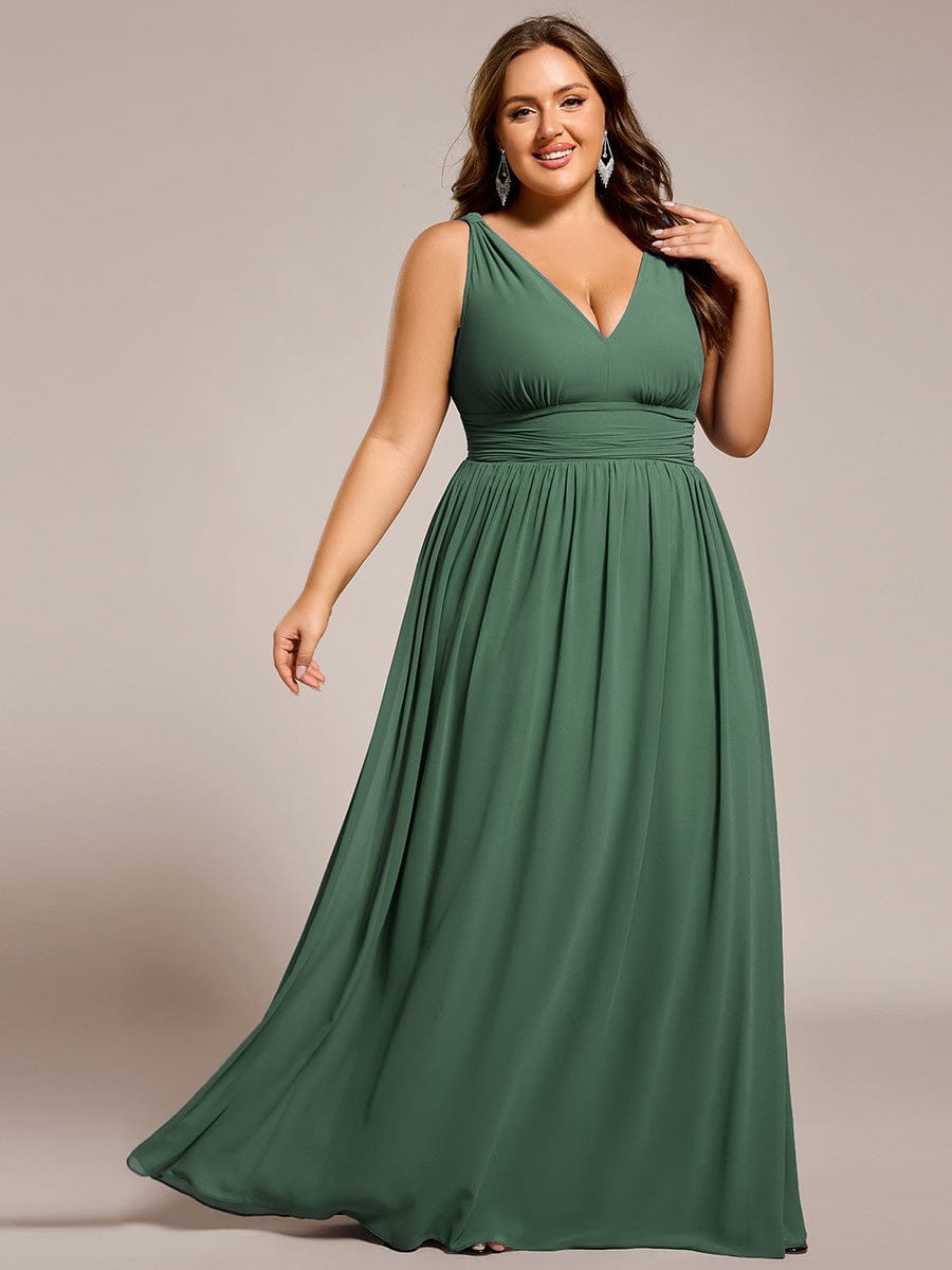 ever HUSH|V Neck Sleeveless Pleated Chiffon Maxi Mother Of The Bride Dresses (Final Sale)