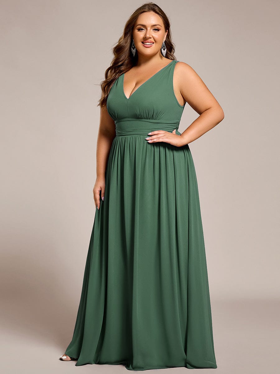ever HUSH|V Neck Sleeveless Pleated Chiffon Maxi Mother Of The Bride Dresses (Final Sale)