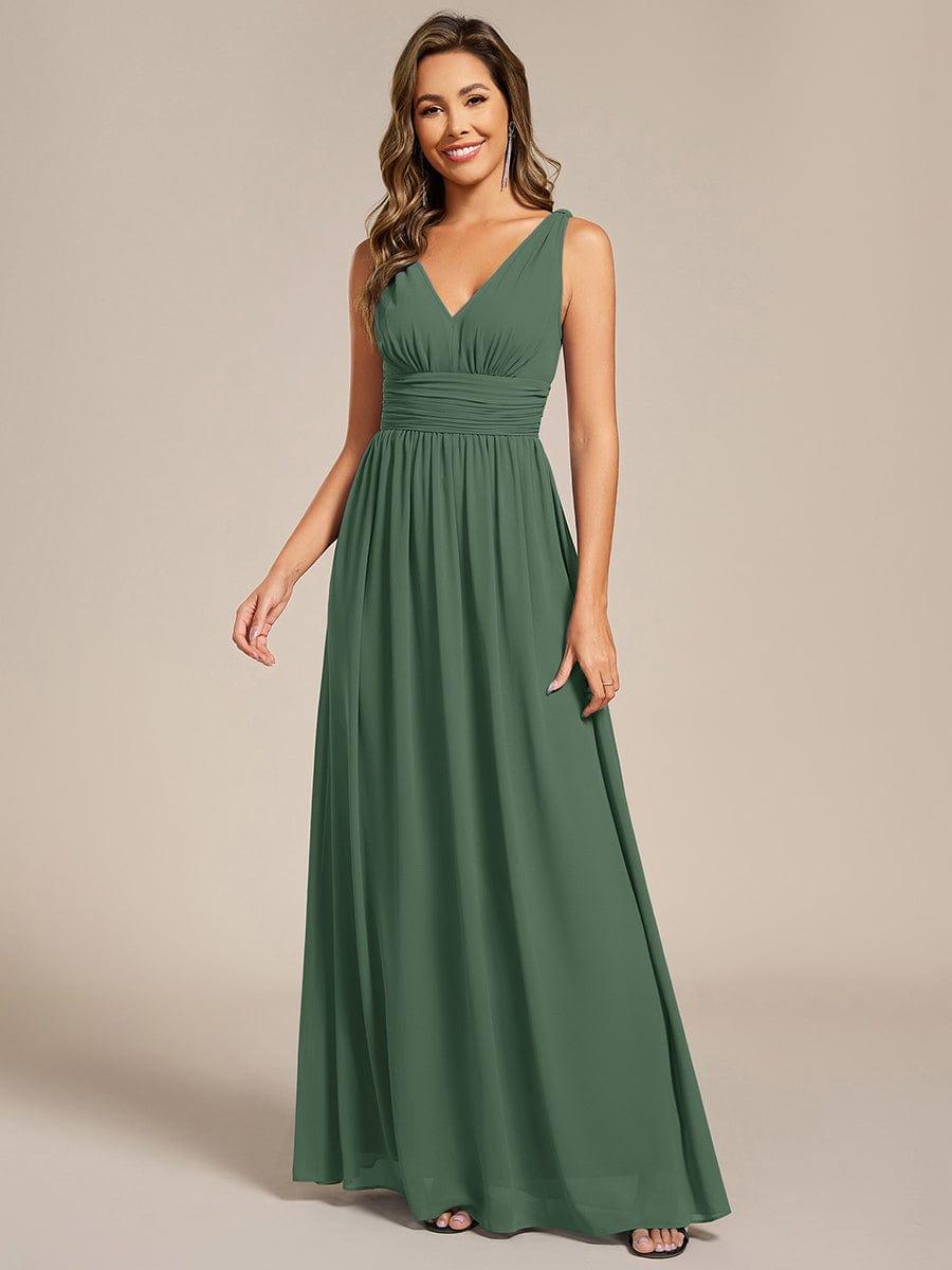 ever HUSH|V Neck Sleeveless Pleated Chiffon Maxi Mother Of The Bride Dresses (Final Sale)