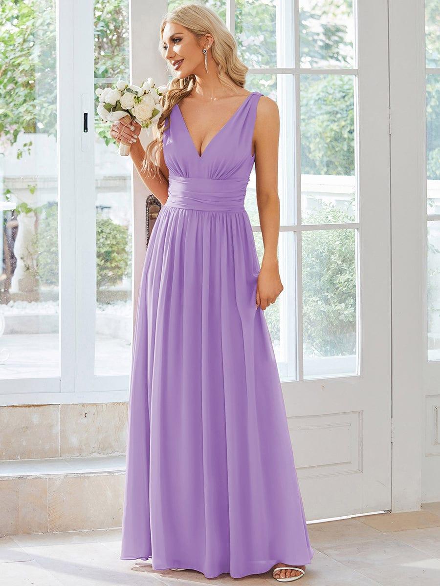 ever HUSH|V Neck Sleeveless Pleated Chiffon Maxi Mother Of The Bride Dresses (Final Sale)
