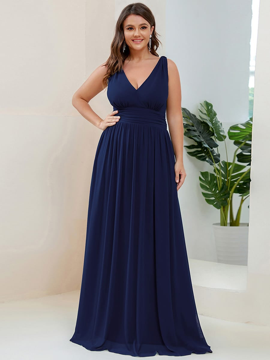 ever HUSH|V Neck Sleeveless Pleated Chiffon Maxi Mother Of The Bride Dresses (Final Sale)