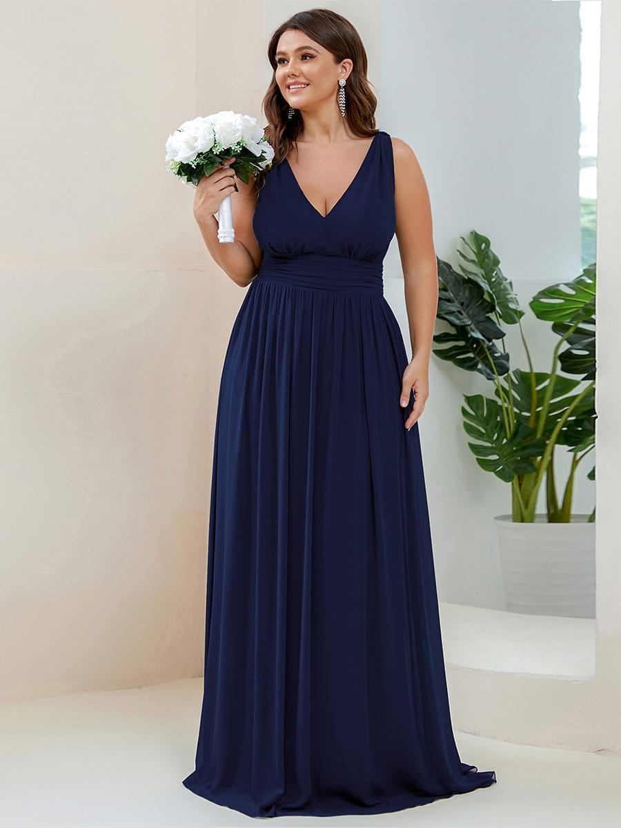 ever HUSH|V Neck Sleeveless Pleated Chiffon Maxi Mother Of The Bride Dresses (Final Sale)