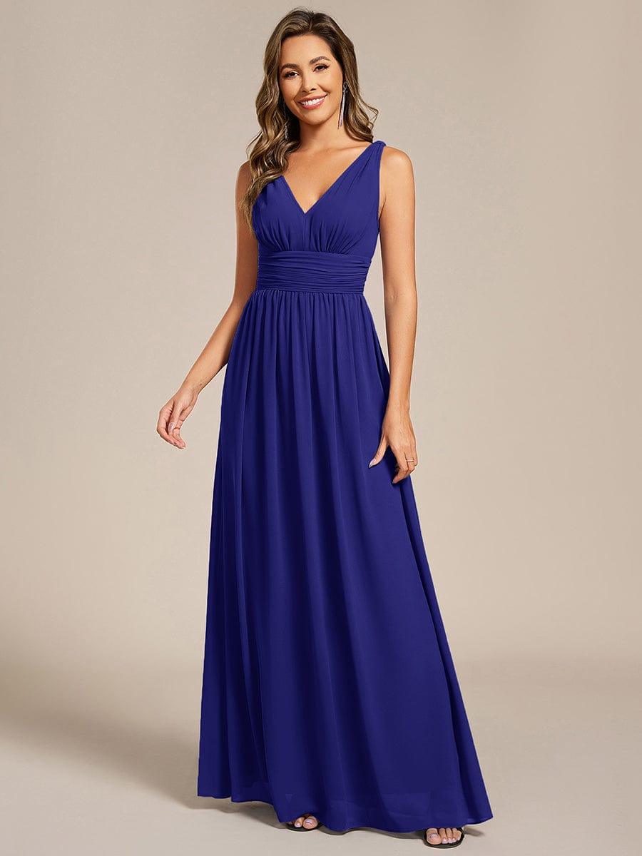 ever HUSH|V Neck Sleeveless Pleated Chiffon Maxi Mother Of The Bride Dresses (Final Sale)