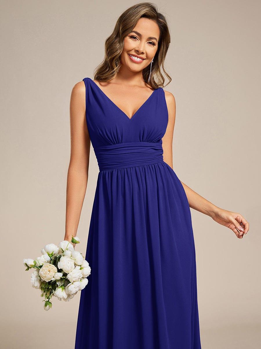 ever HUSH|V Neck Sleeveless Pleated Chiffon Maxi Mother Of The Bride Dresses (Final Sale)