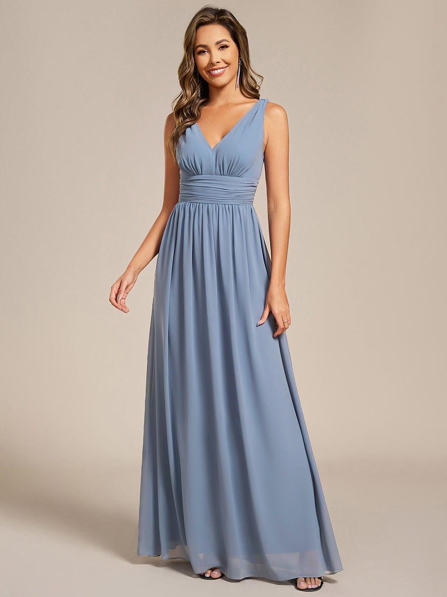 ever HUSH|V Neck Sleeveless Pleated Chiffon Maxi Mother Of The Bride Dresses (Final Sale)