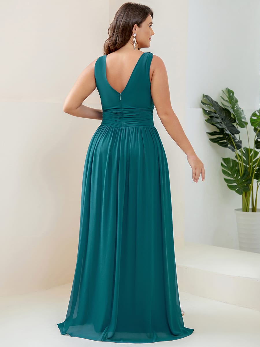 ever HUSH|V Neck Sleeveless Pleated Chiffon Maxi Mother Of The Bride Dresses (Final Sale)