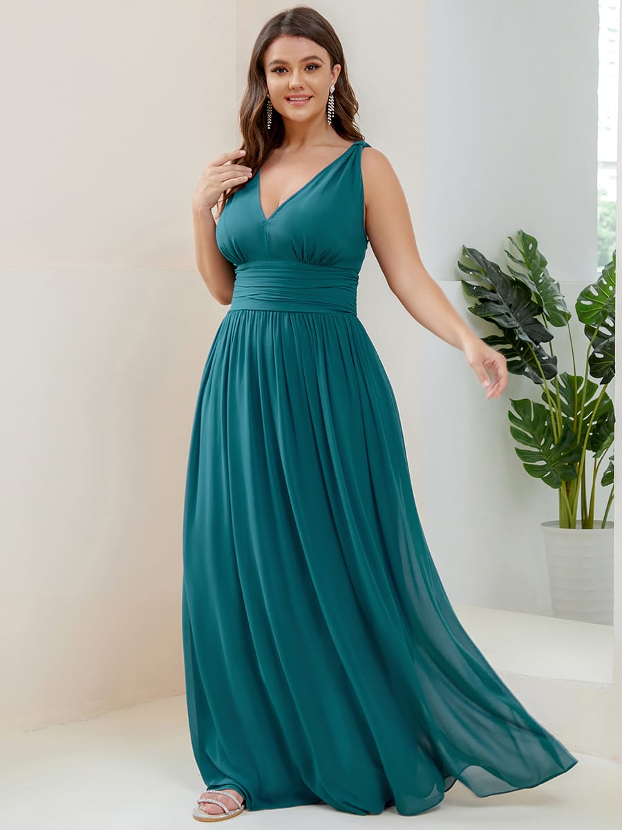 ever HUSH|V Neck Sleeveless Pleated Chiffon Maxi Mother Of The Bride Dresses (Final Sale)