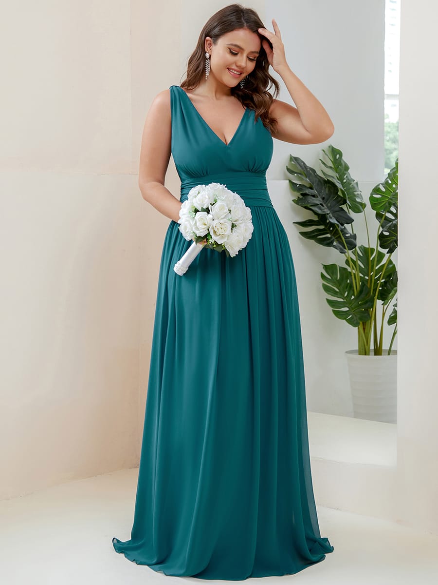ever HUSH|V Neck Sleeveless Pleated Chiffon Maxi Mother Of The Bride Dresses (Final Sale)