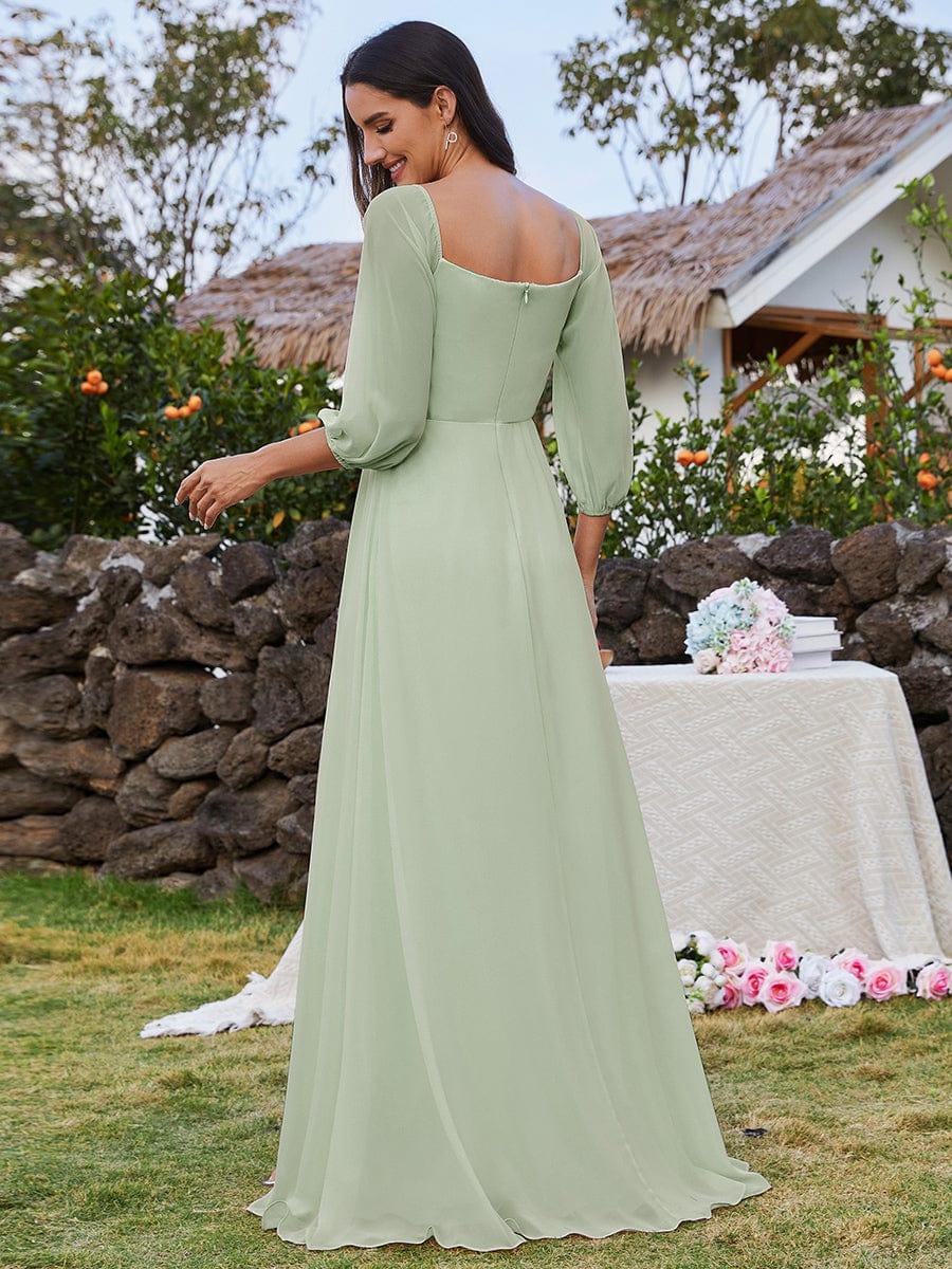 ever DANICA|Long Sleeve Chiffon Off Shoulder Evening Dresses with High Slit
