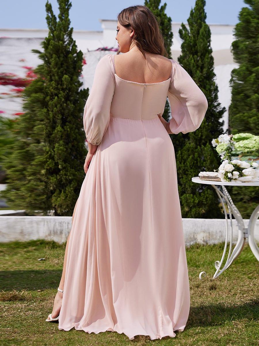ever DANICA|Long Sleeve Chiffon Off Shoulder Evening Dresses with High Slit