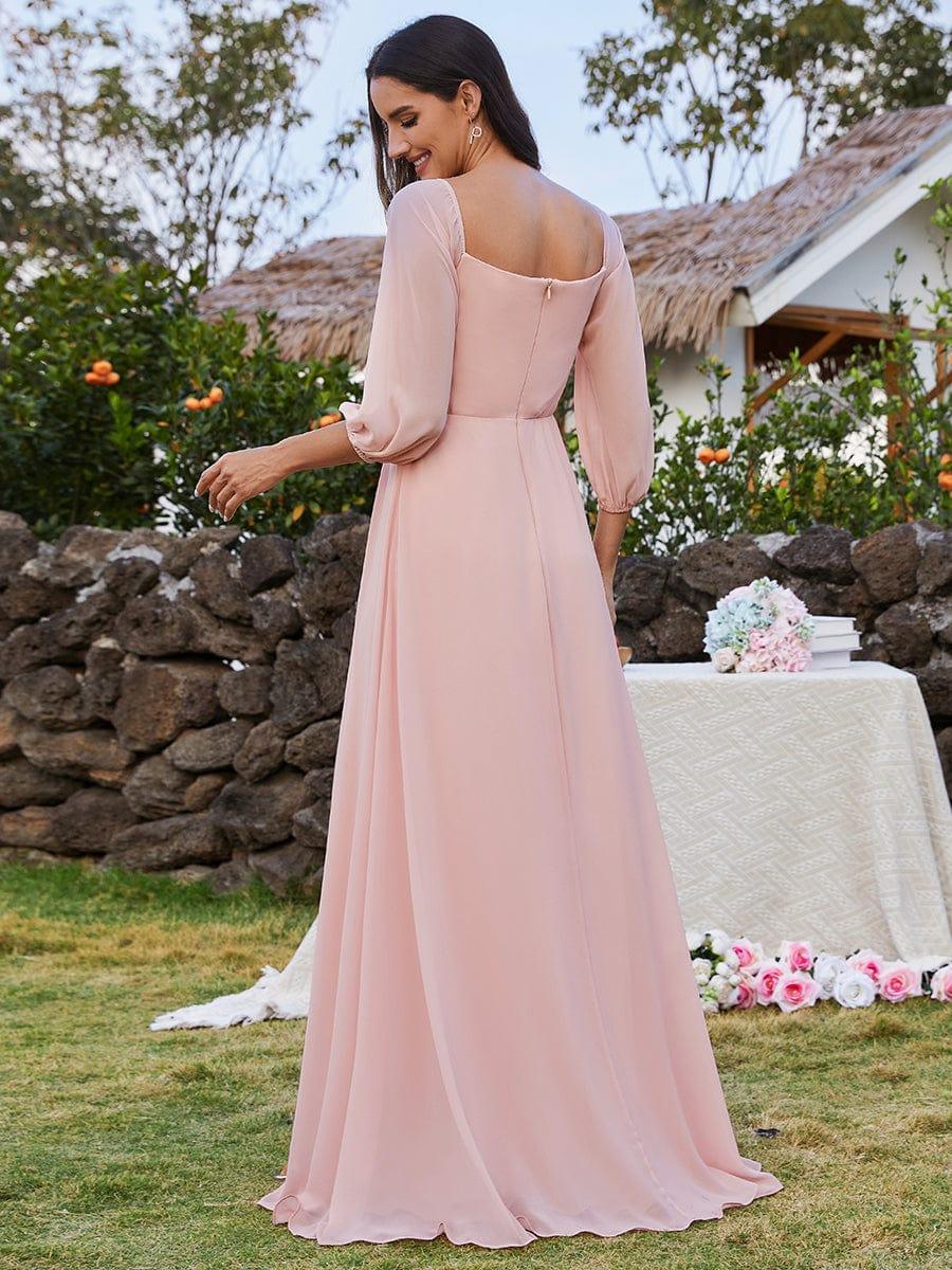 ever DANICA|Long Sleeve Chiffon Off Shoulder Wedding Guest Dresses with High Slit
