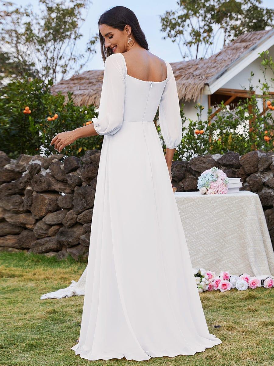ever DANICA|Long Sleeve Chiffon Off Shoulder Evening Dresses with High Slit