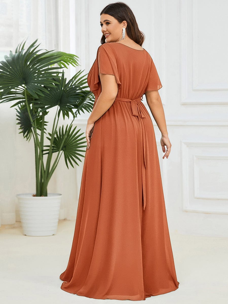 ever LEORA|A-Line Pleated Chiffon Tie-Waist Bridesmaid Dress