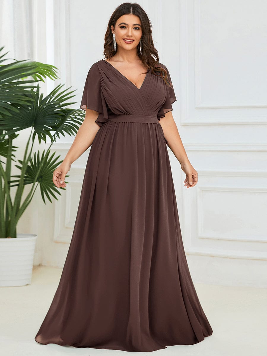 ever LEORA|A-Line Pleated Chiffon Tie-Waist Bridesmaid Dress