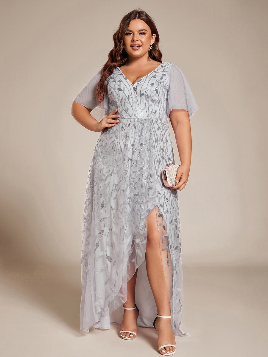 ever ALIX|V-Neck High Slit Sequined Wedding Guest Dresses