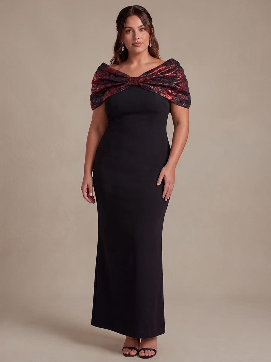 Plus Size Knot Detail Bodycon Jacquard Maxi Dress