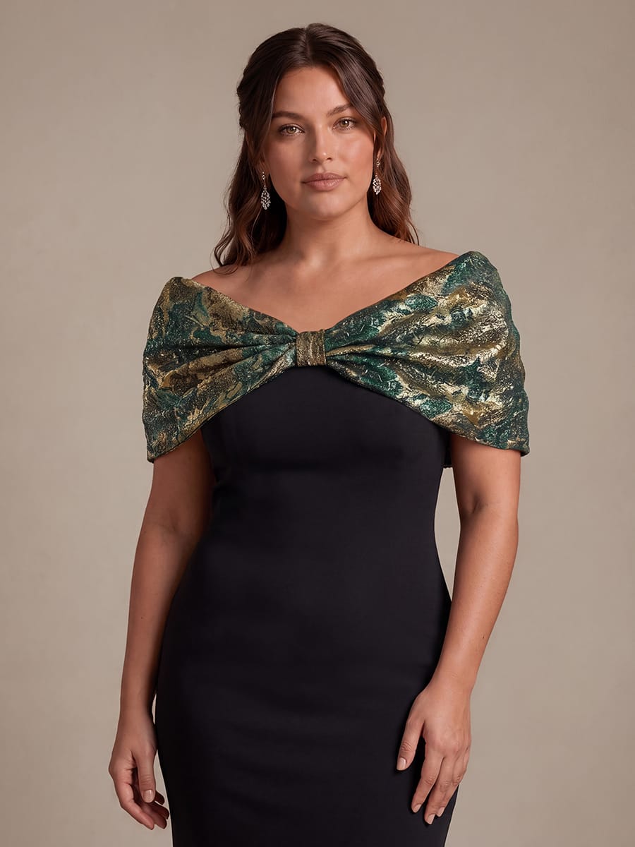Plus Size Knot Detail Bodycon Jacquard Maxi Dress
