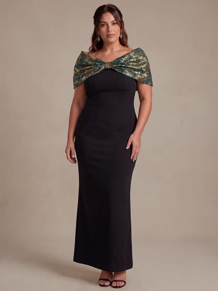 Plus Size Knot Detail Bodycon Jacquard Maxi Dress