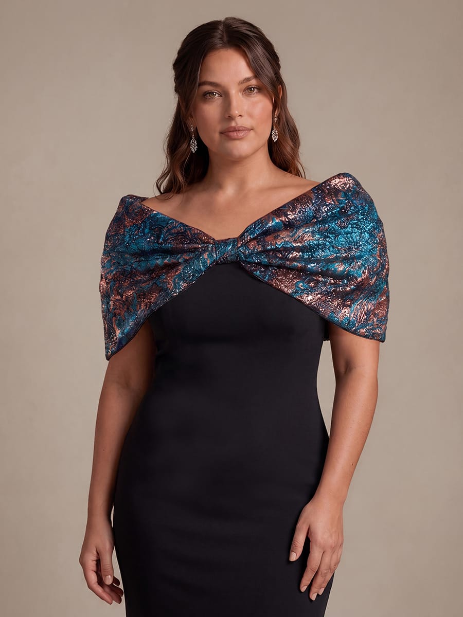 Plus Size Knot Detail Bodycon Jacquard Maxi Dress