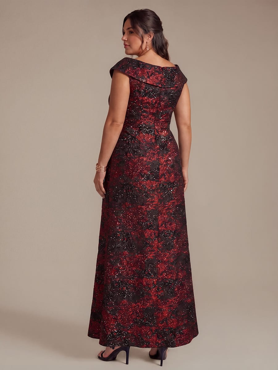 Ruffle Slit Mermaid Jacquard High Low Dress