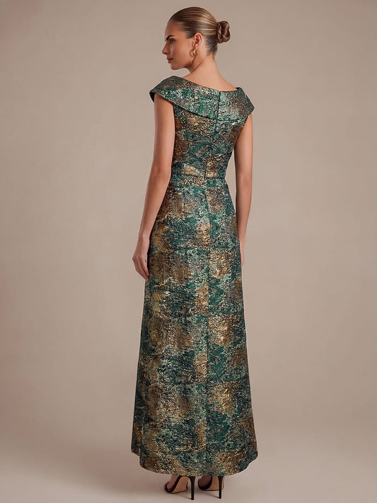 Ruffle Slit Mermaid Jacquard High Low Dress