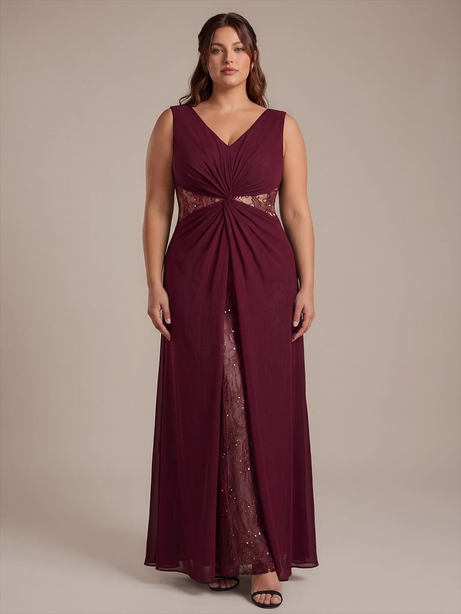 Chiffon V Neck Sleeveless Maxi Dress