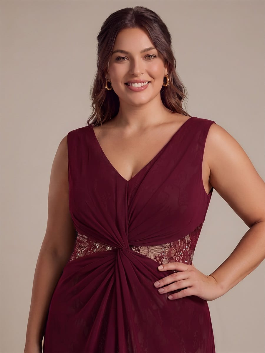 Chiffon V Neck Sleeveless Maxi Dress