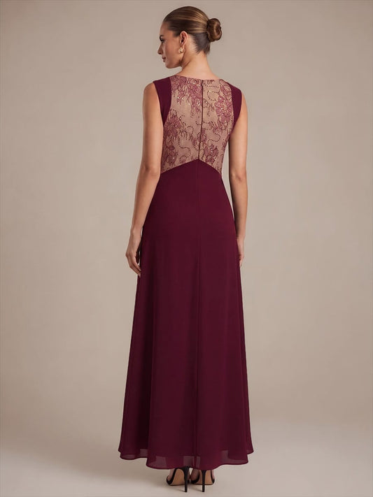 Chiffon V Neck Sleeveless Maxi Dress