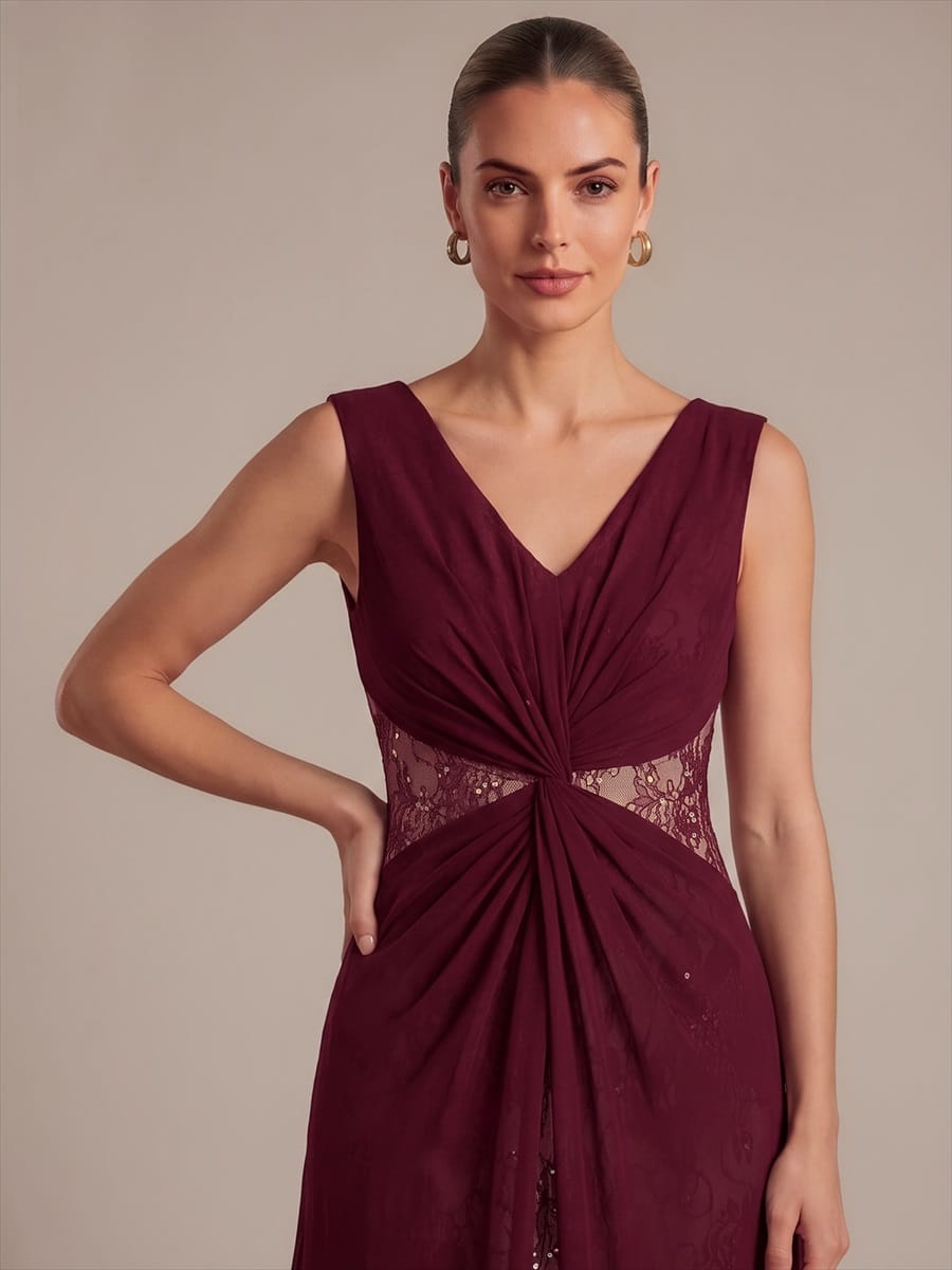 Chiffon V Neck Sleeveless Maxi Dress