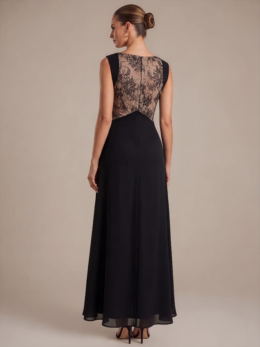 Chiffon V Neck Sleeveless Maxi Dress