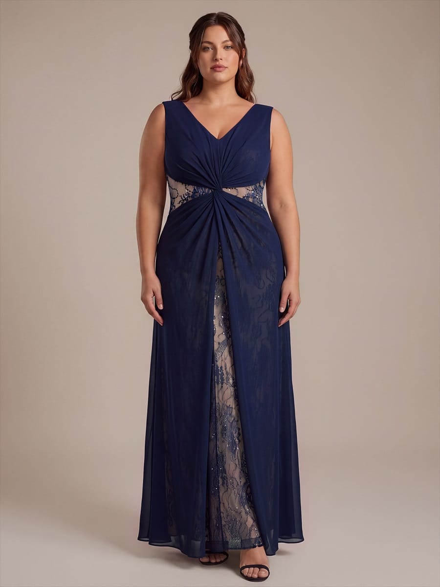 Chiffon V Neck Sleeveless Maxi Dress