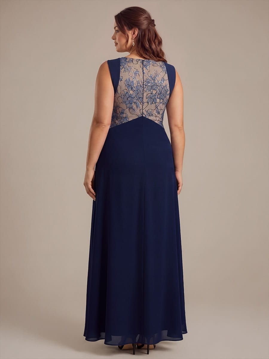 Chiffon V Neck Sleeveless Maxi Dress