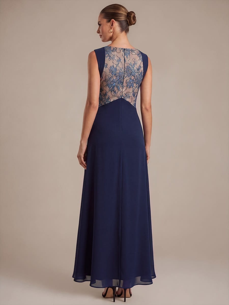 Chiffon V Neck Sleeveless Maxi Dress