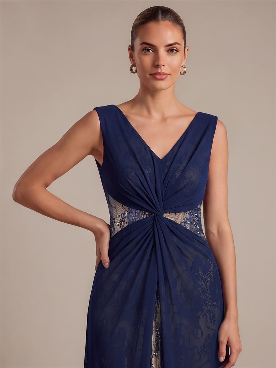 Chiffon V Neck Sleeveless Maxi Dress