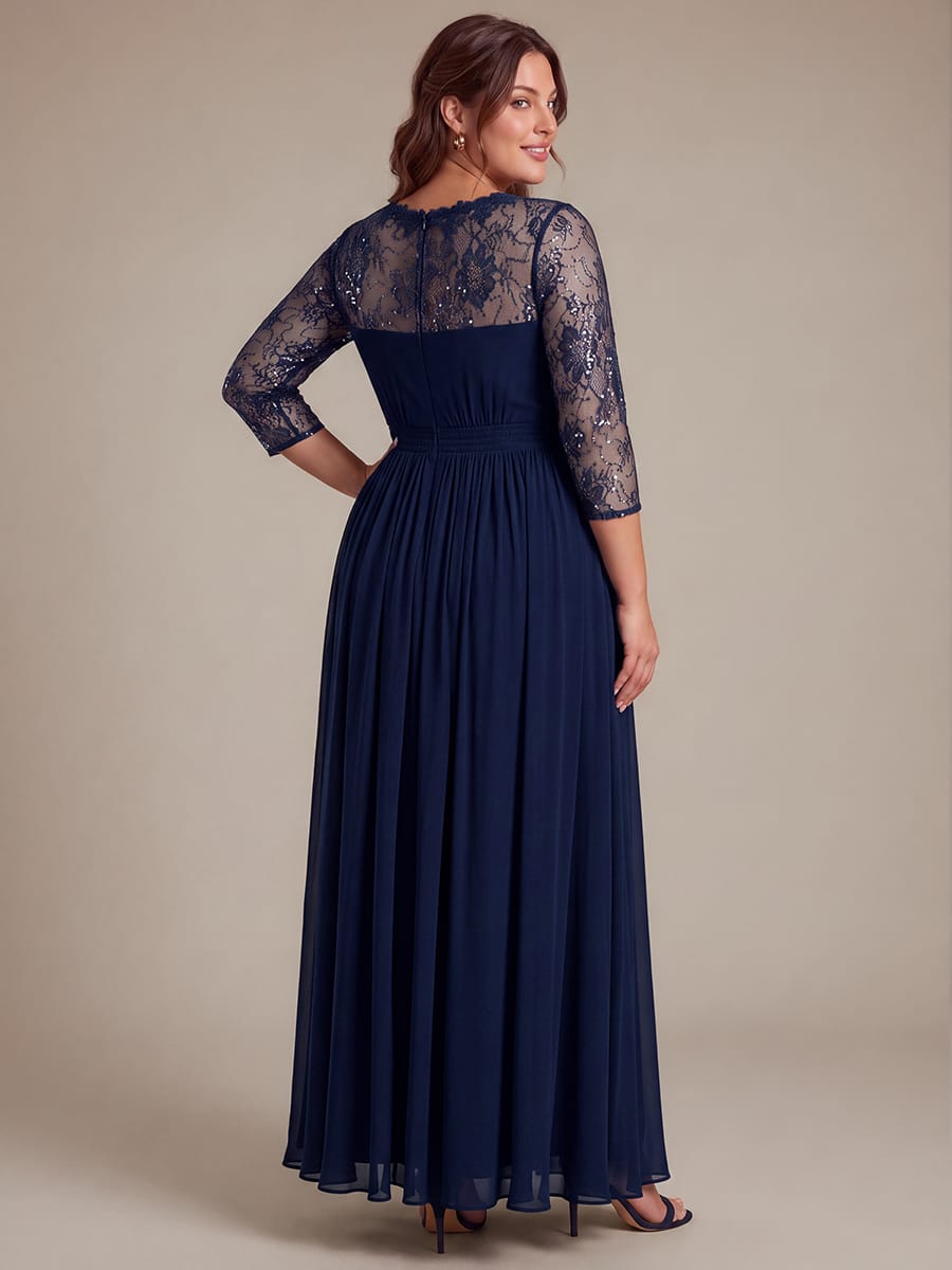 Chiffon Long Sleeve Lace Sleeve Maxi Dress