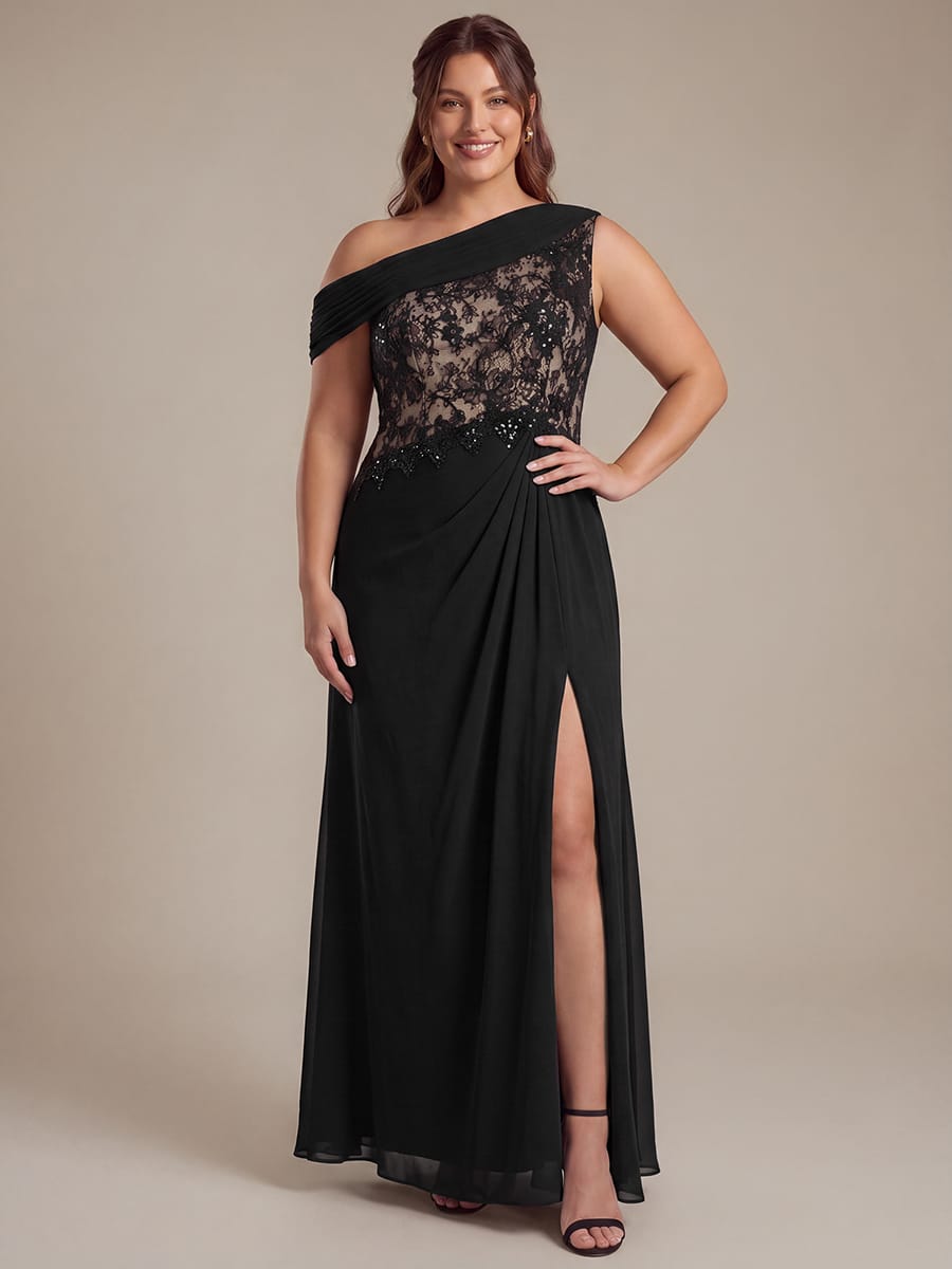 One Shoulder Chiffon Maxi Dress