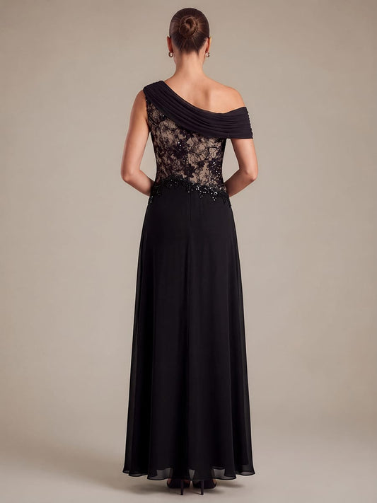 One Shoulder Chiffon Maxi Dress