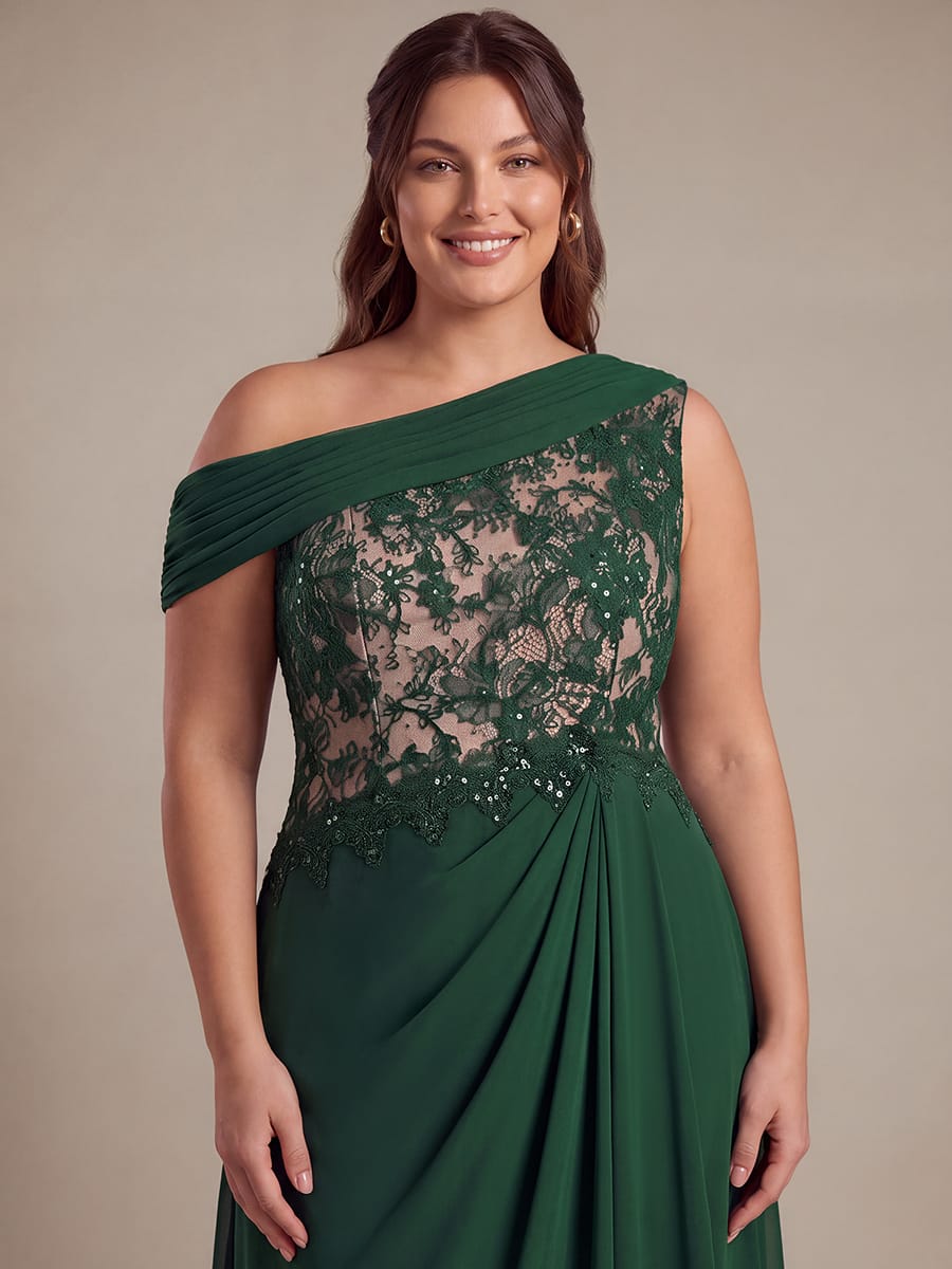 One Shoulder Chiffon Maxi Dress