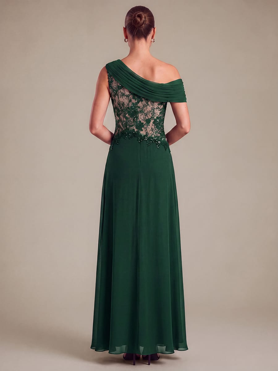 One Shoulder Chiffon Maxi Dress