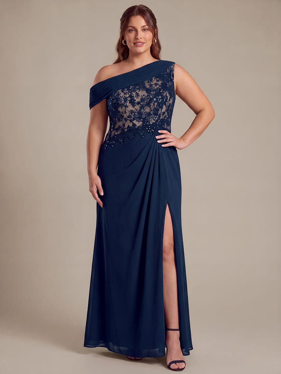 One Shoulder Chiffon Maxi Dress