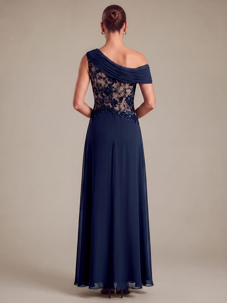 One Shoulder Chiffon Maxi Dress