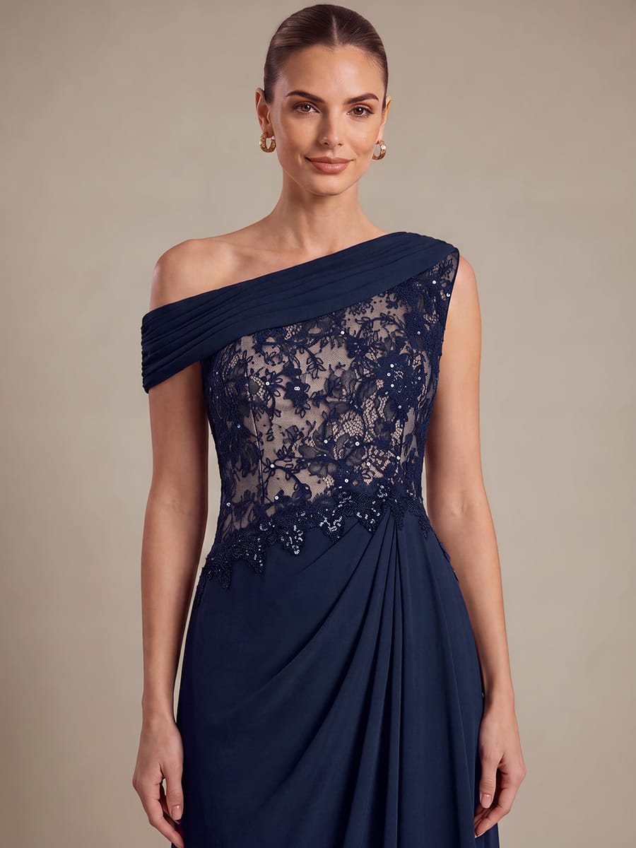 One Shoulder Chiffon Maxi Dress