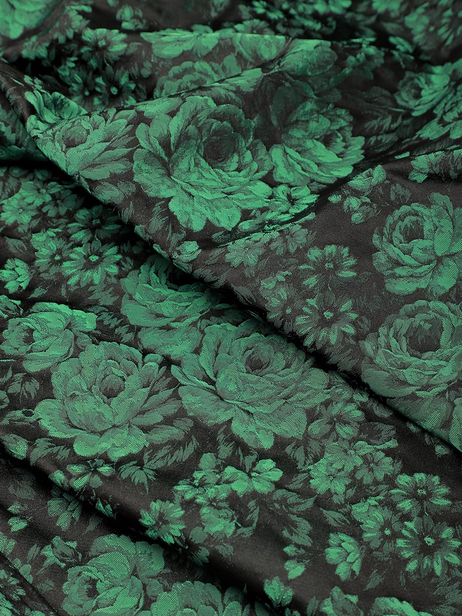 Plus Size Floral Print Jacquard A Line Midi Dress